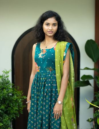 Lime green Organza Kurti set