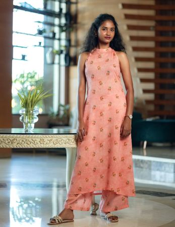 Peach Color Linen Co-Ord